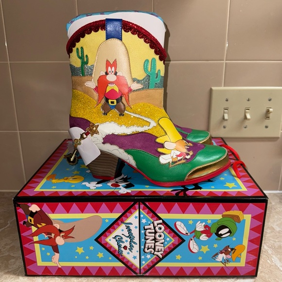 IRREGULAR CHOICE X LOONEY TUNES BEEP! BEEP! COWBOY BOOTS Size 9 NEW IN BOX - Picture 8 of 9